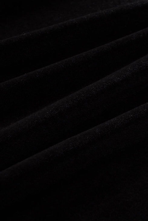 Black Pearl Embellished Puff Sleeve Velvet Plus Size Top